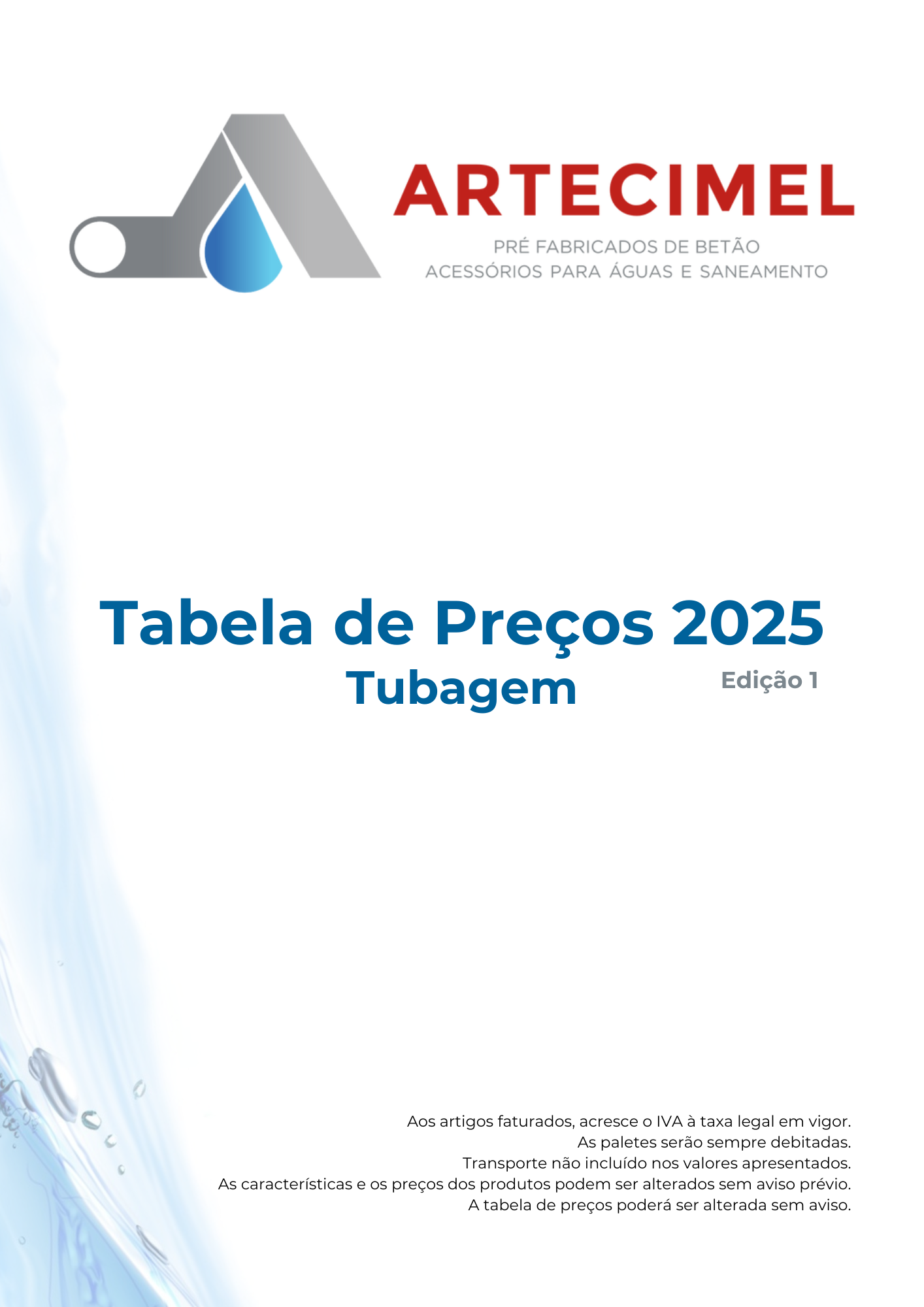 Tabela de Preços: Tubagem
